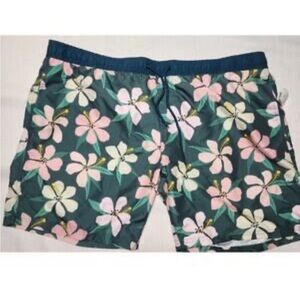 MAD Engine Floral Swim Trunks - Pink and Green